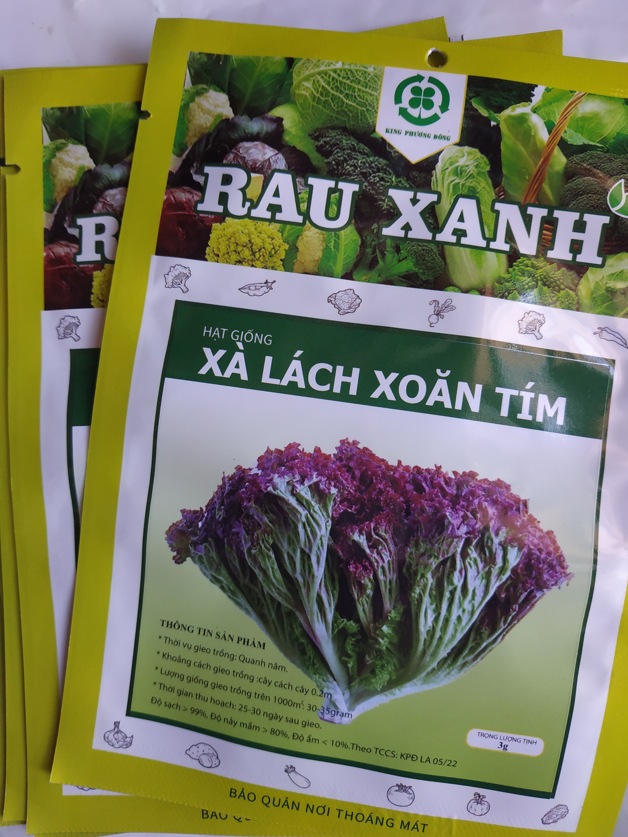 Combo 10 gói Hạt giống XÀ LÁCH XOĂN TÍM - gói 3 gram