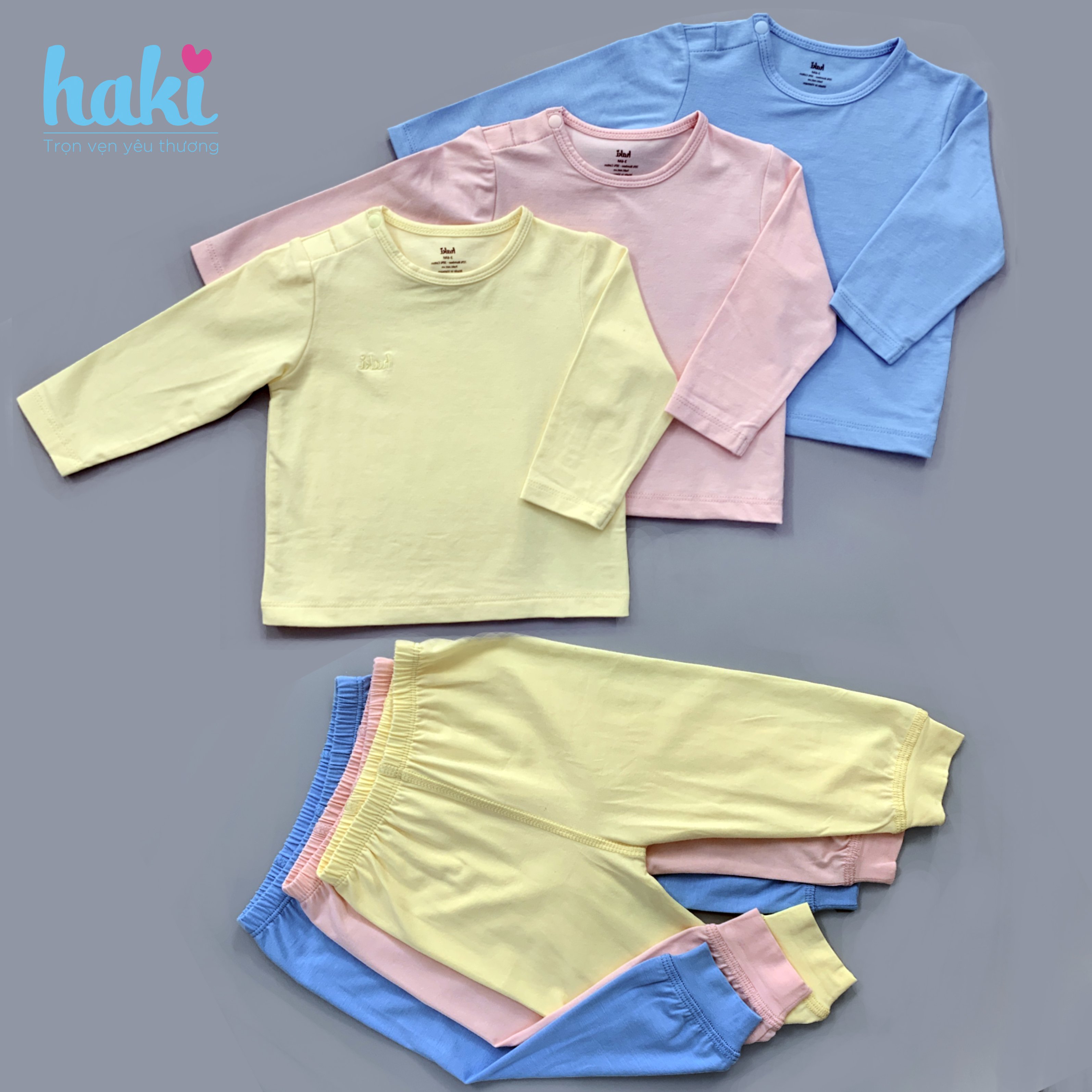 Bộ quần áo dài tay cho bé Haki BB009
