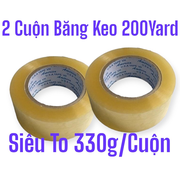 Combo 2 Cuộn Băng Keo Trong/Đục OPP 200Yard USA Siêu To Khổng Lồ, Băng Keo Nặng 330g/Cuộn Dán Dính Chắc Tốt