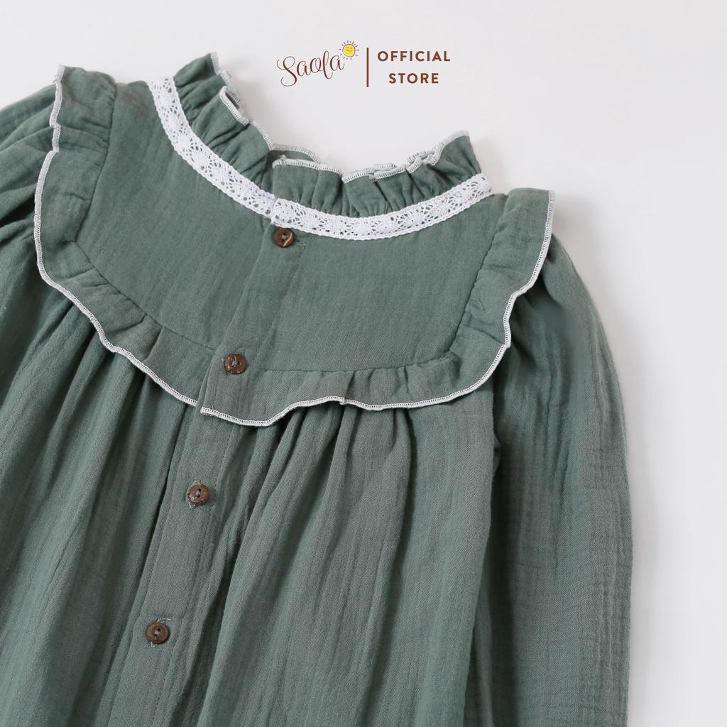 Đầm Bé Gái/Váy Bé Gái Phong Cách Vintage Chất Liệu Muslin Cao Cấp - JENNIE DRESS - DRM002 - SAOLA KIDS CLOTHING