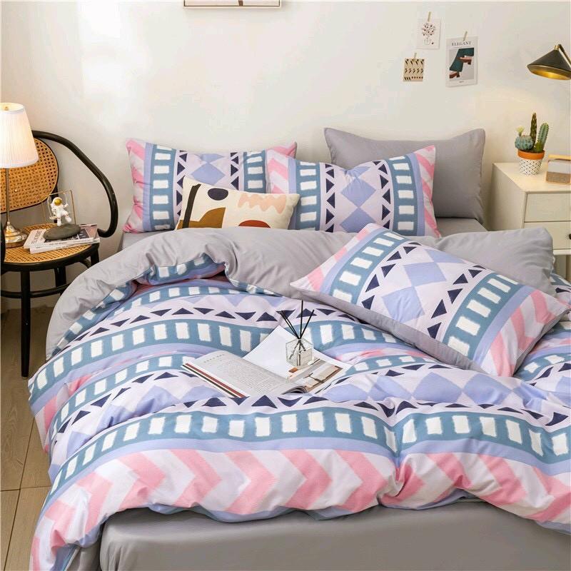 Bộ chăn ga Cotton thổ cẩm tím lạ mắt mâu mới - Hàng nhập khẩu
