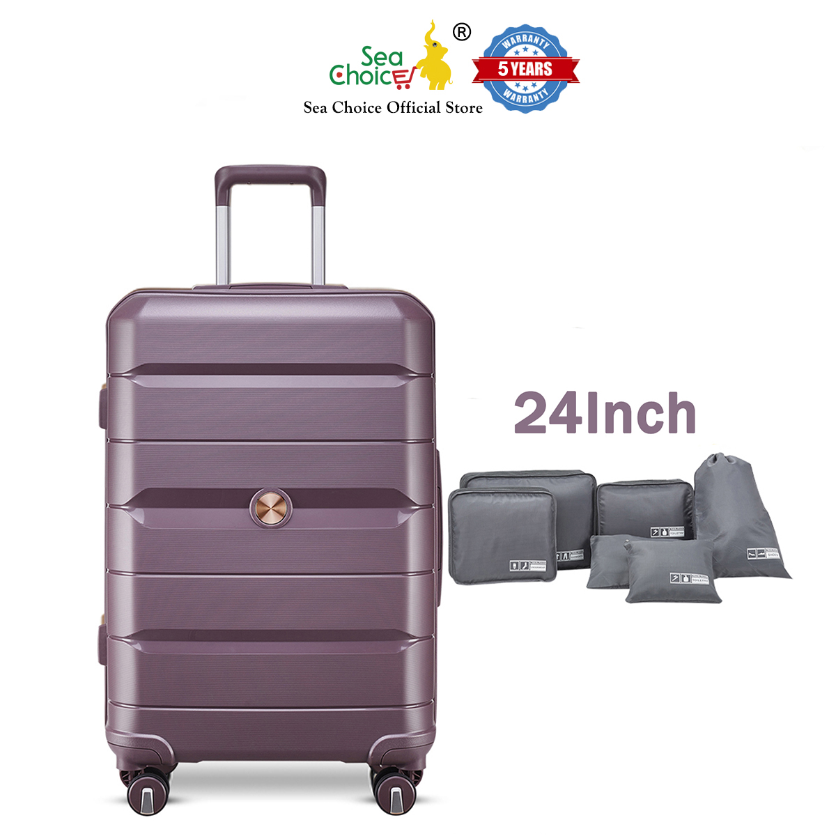 Vali du lịch Sea Choice chất liệu nhựa PP khóa TSA Dây kéo YKK Chống rơi bền đẹp nhiều Size 14202428 – Bảo hành 5 năm – Màu tím 24 inch