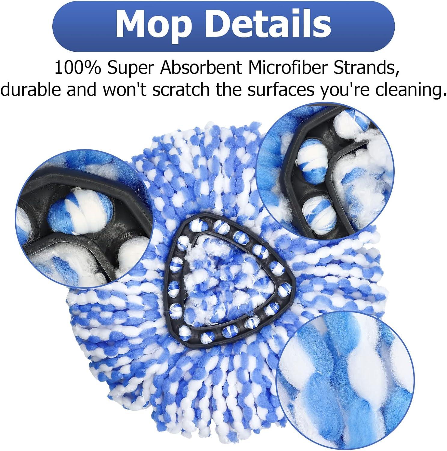 4 Pack Spin Mop Head, Microfiber MOP Thay thế đầu dễ dàng làm sạch sàn nhà thay thế