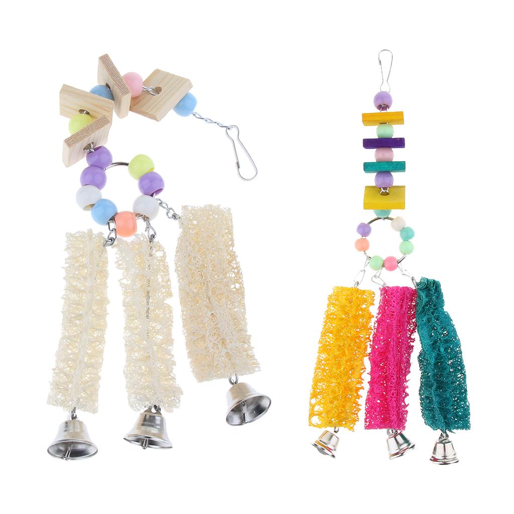 Bird Parrot Toys Pet Cage Hammock Swing Hanging Toy for Pigeon wood