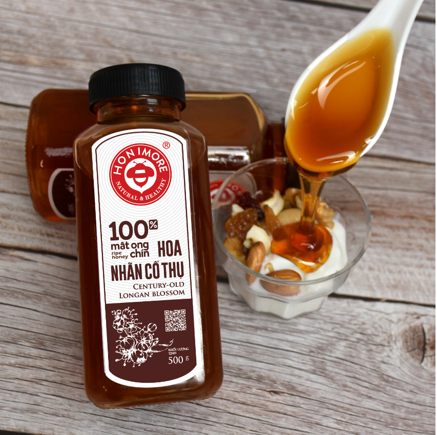 Combo Mua  2 chai TẶNG 1 chai cùng loại Mật ong rừng nguyên chất Honimore Hoa Nhãn Cổ Thụ 500g