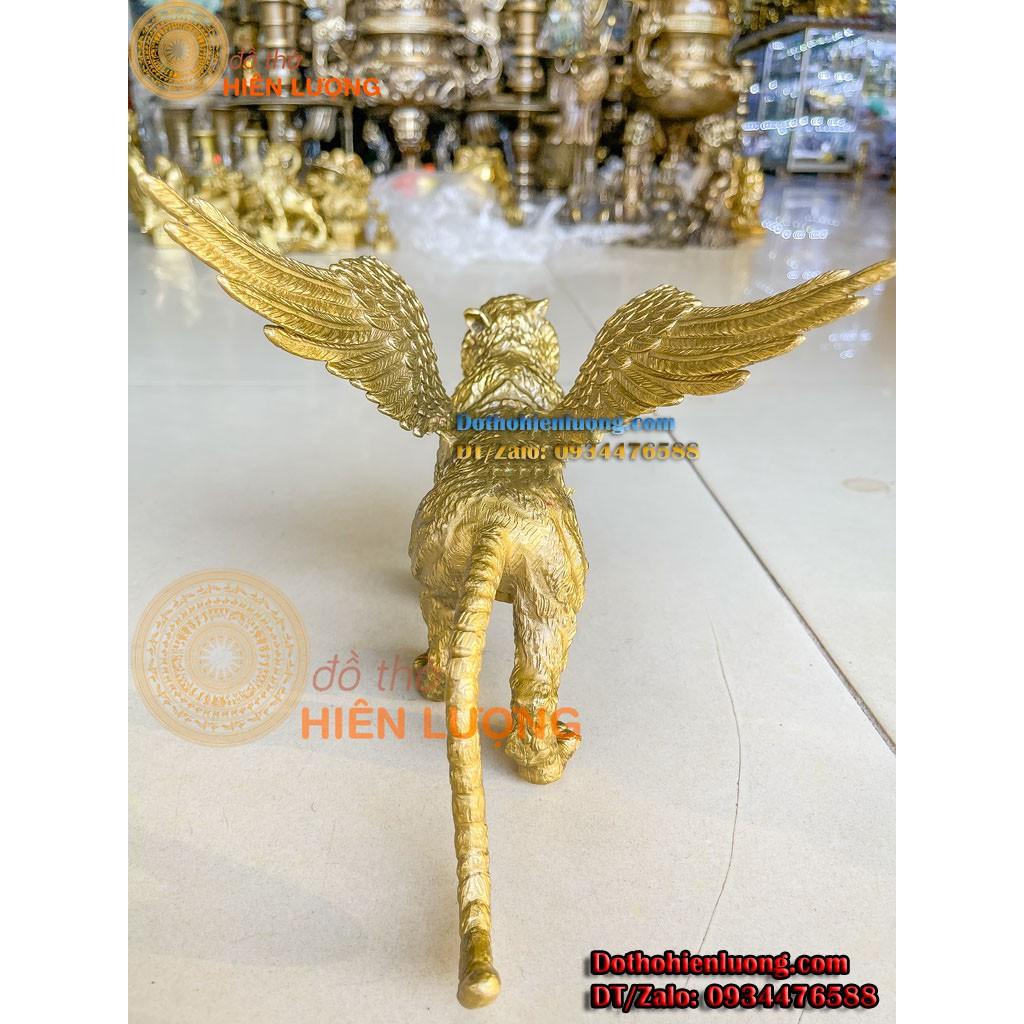 Tượng Linh Vật Hổ Có Cánh Cao 20cm Bằng Đồng Vàng Đẹp