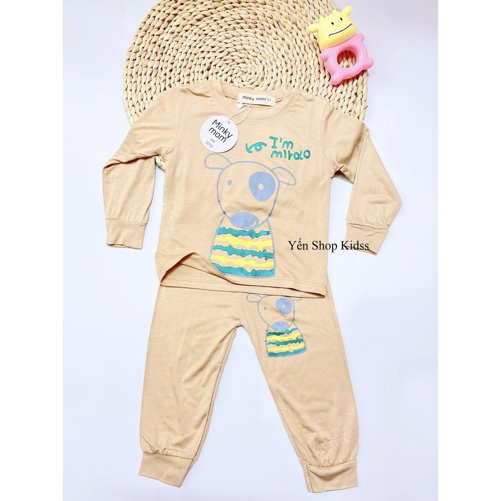 Bộ Dài Tay Minky Mom Viền Họa Tiết Cá Heo Xanh- Gấu Cho Bé Yêu (6-19kg) (1243