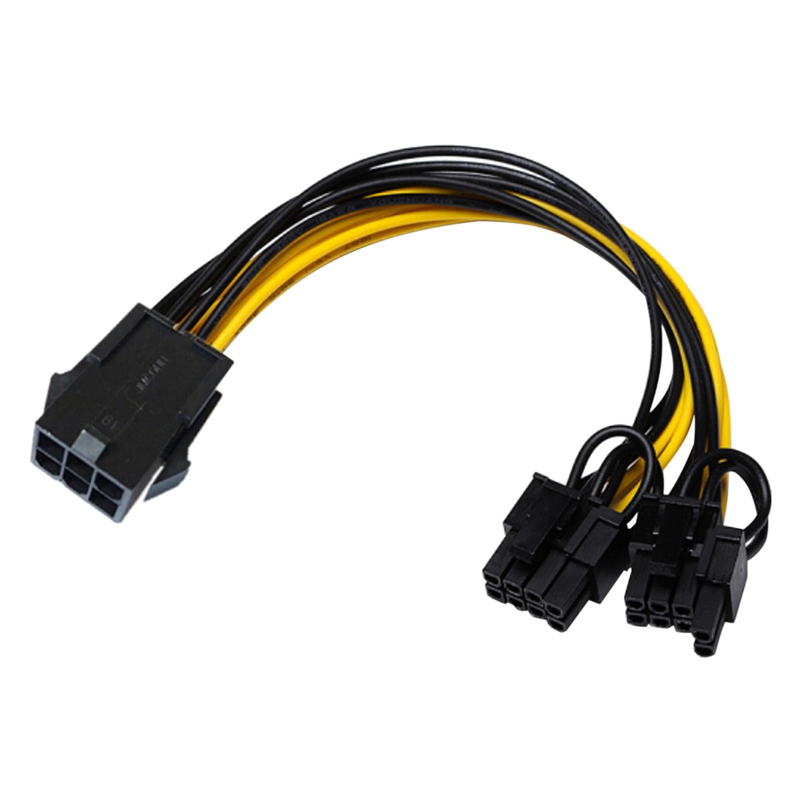 10Pieces 22cm 6Pin 8Pin Pci-E Power Cable, 6-Pin to Dual 8-Pin Yellow Plastic Riser Power Cable ,PCI Express Cable for Video Card GPU Graphics Card PC