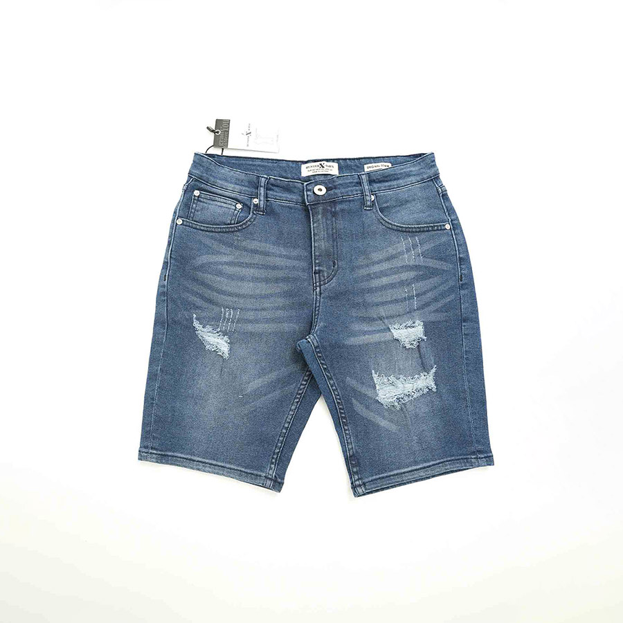 Quần Short Jeans Nam Rách Cao Cấp HUNTER X-RAYS Form Slimfit Thun Màu Xanh  S70