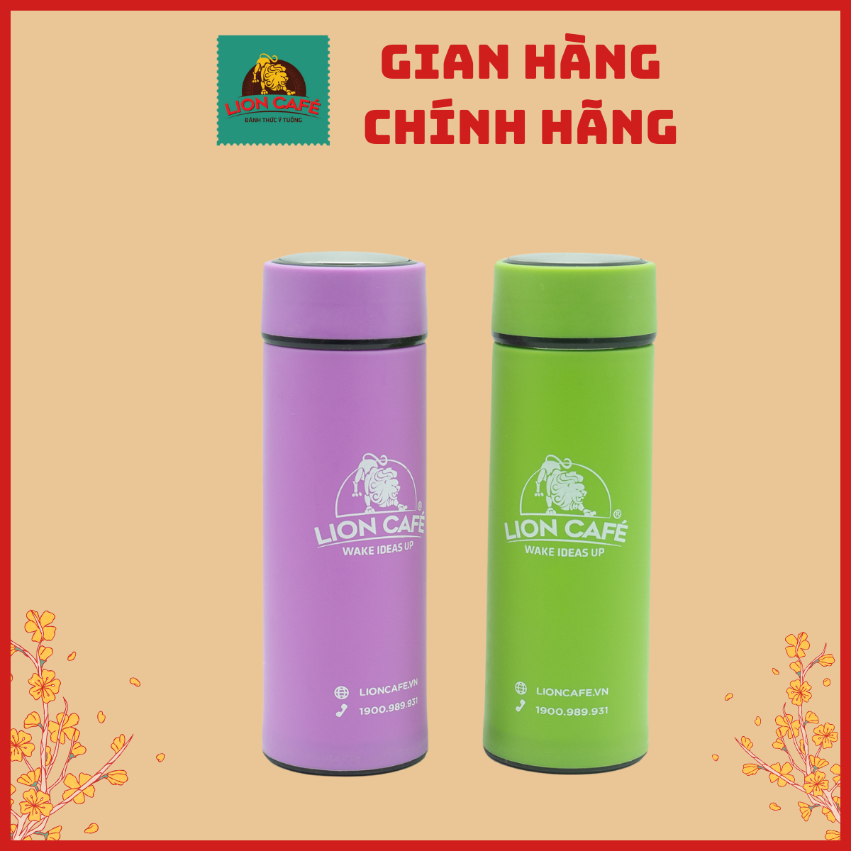 Bình Giữ Nhiệt Lõi Thủy Tinh - An Toàn, Tiện Lợi - Lion Cafe