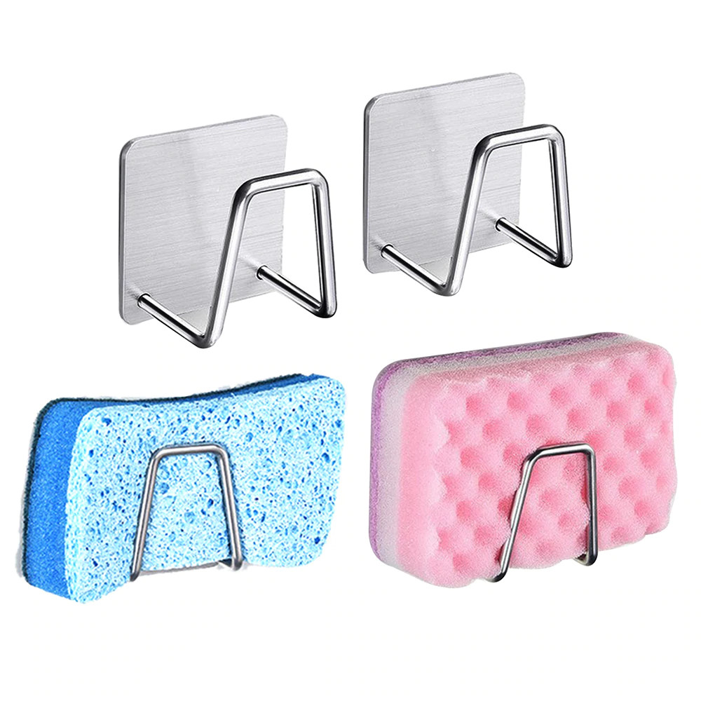 Bộ 2 Móc treo đồ rửa chén, nắp chậu rửa Inox 304 dán tường gạch men hoặc chậu rửa - không rỉ sét và kèm keo dán - HOBBY MCX2