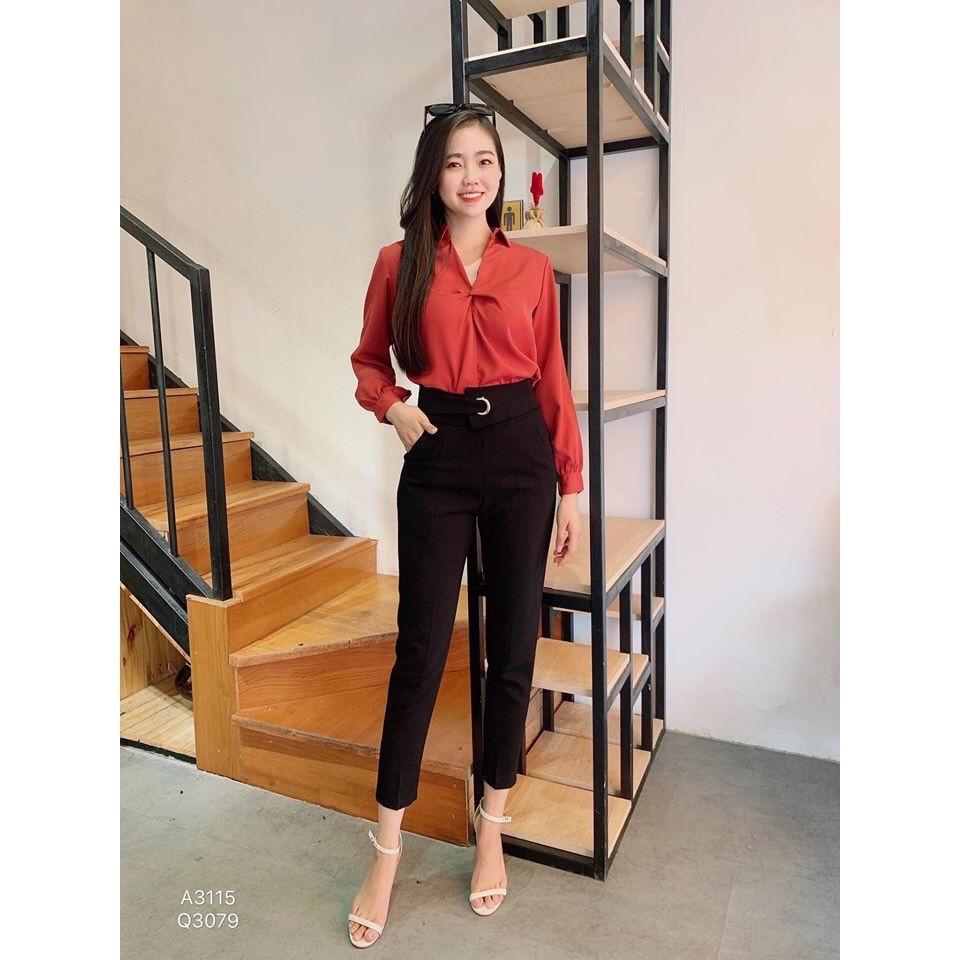 Quần Tây Khoen To Baggy Full Dây Khoen tròn giữa siêu sang xịn thời trang quần baggy khuyên to 8319