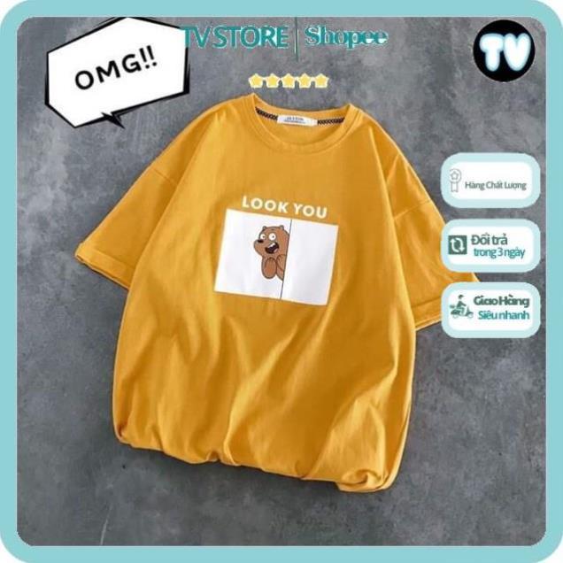 Áo Phông Unisex TVSTORE Áo thun tay lỡ form rộng unisex - phông nam nữ oversize - T shirt Gấu look you a
