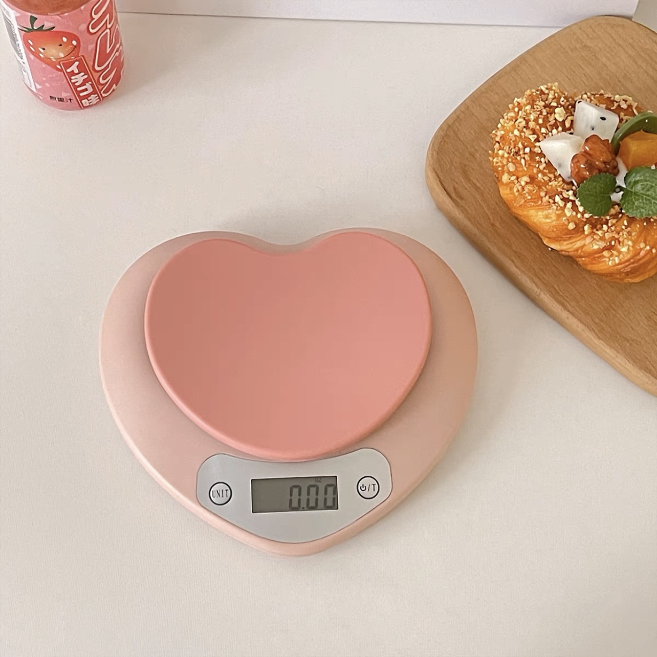 Cân Tiểu Ly Chất Liệu Nhựa Abs Hoạ Tiết Hình Trái Tim Dùng Pin Tiểu AAA Độ Chính Xác Cao Tối Đa 5Kg