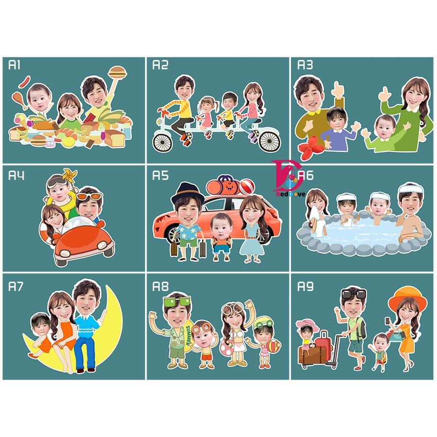 Chibi gia đình - Trang trí sinh nhật thôi nôi đầy tháng kỷ niệm