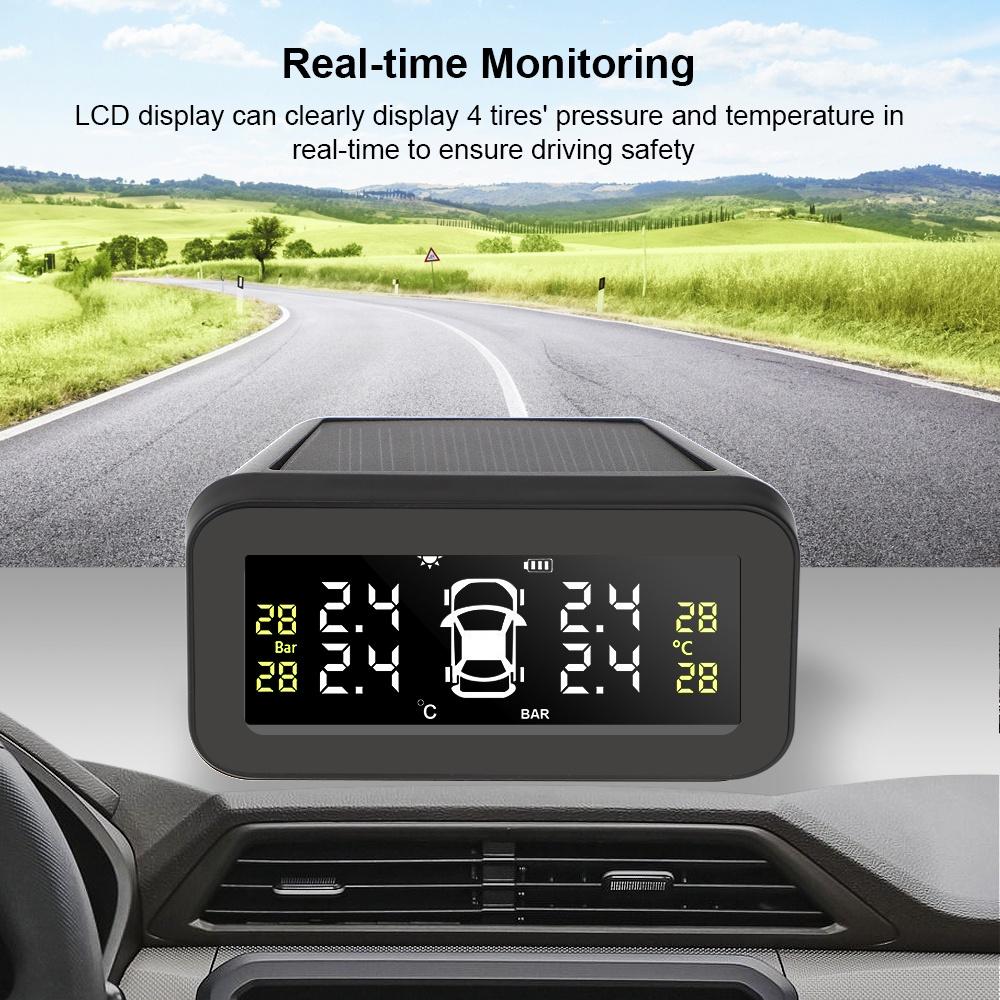 Hệ thống giám sát áp suất lốp xe hơi TPMS màn hình LCD cảm biến nhiệt độ