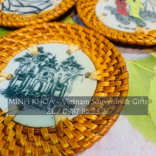 Lót Ly Lót Cốc Sứ Bát Tràng Đan Mây Thủ Công