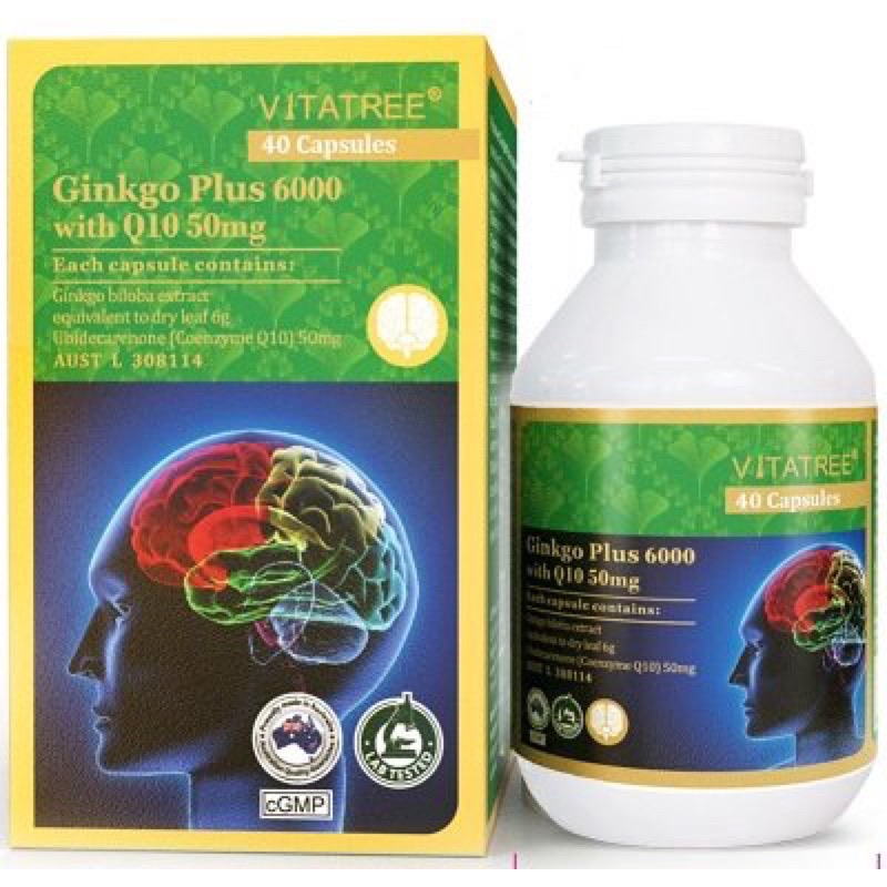 Viên Uống Tăng Tuần Hoàn Não Vitatree GINKGO Plus 6000 With Q10 50Mg - Hộp 40V