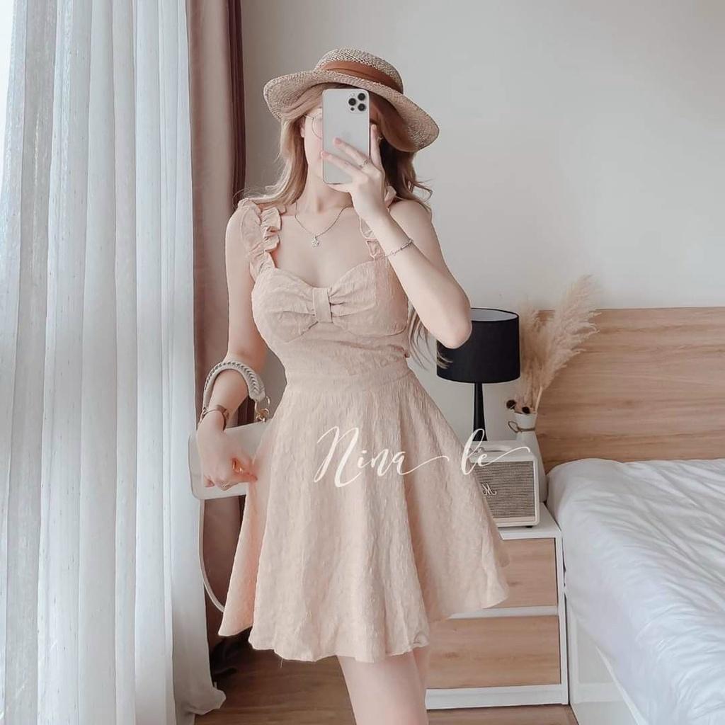 Đầm xoè 2s bèo mocking mặt sau lưng co giãn