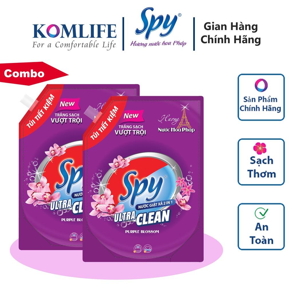 Combo 2 túi nước giặt xả SPY Ultra Clean 1,5kg 2 trong 1 hương nước hoa Pháp lưu hương dài lâu