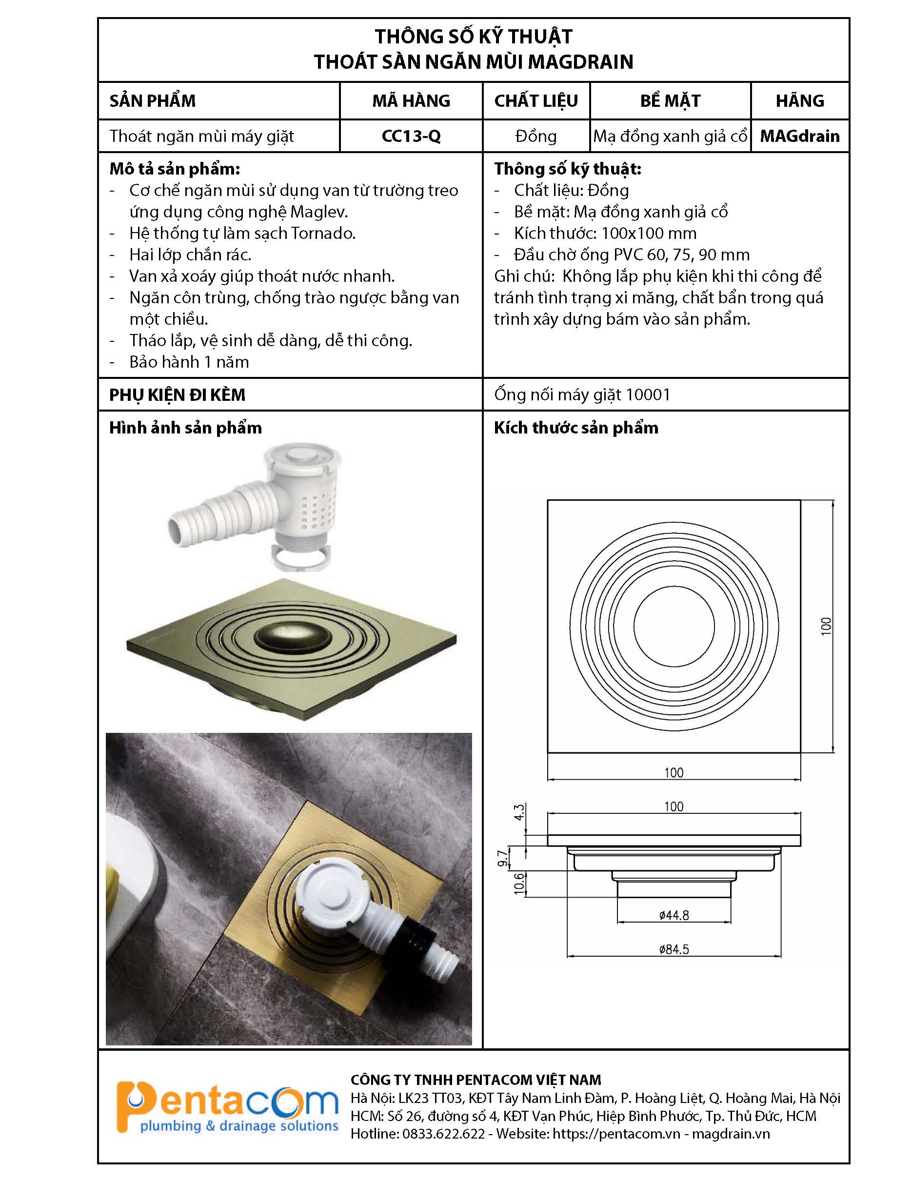 THOÁT SÀN NGĂN MÙI MÁY GIẶT MAGDRAIN CC13-Q