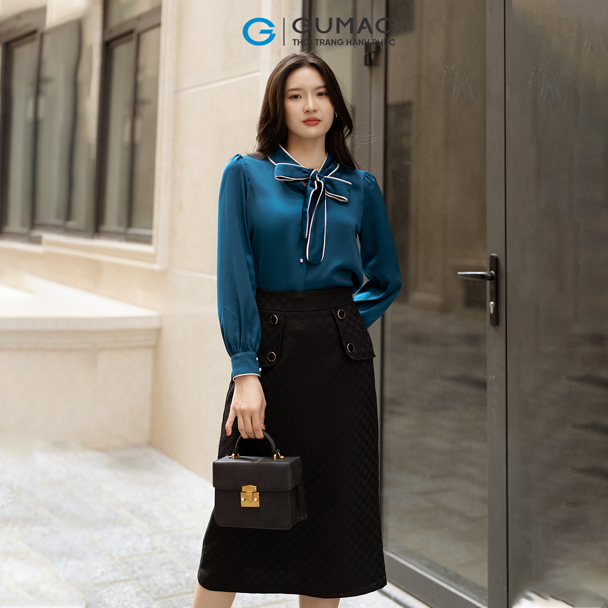 Chân váy phối tà GUMAC VD05002