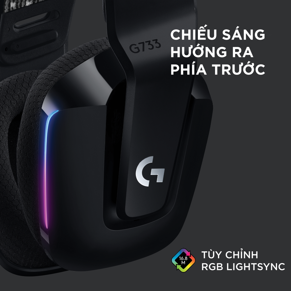 Tai nghe Gaming Logitech G733 LIGHTSPEED Wireless 7.1 RGB - Hàng Chính Hãng