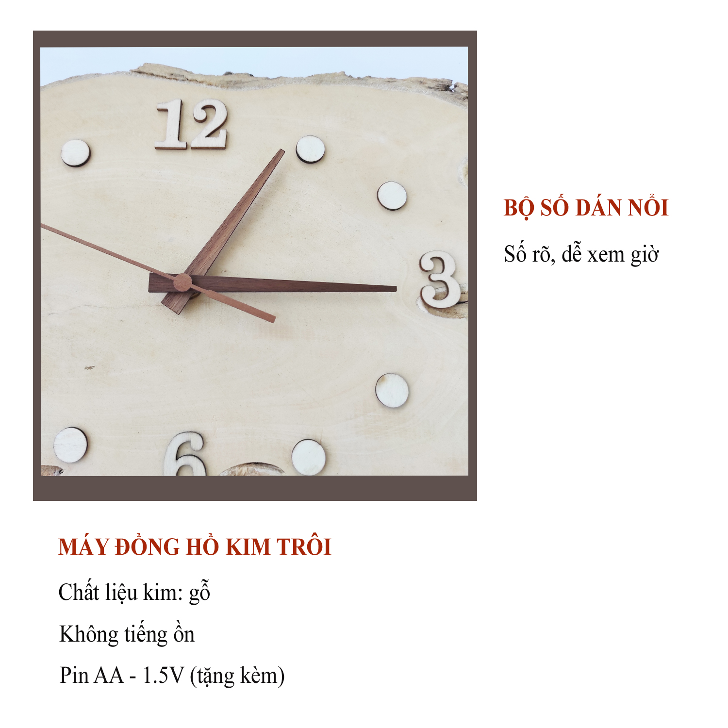 Đồng hồ Gỗ treo tường độc đáo L3060 thiết kế mới
