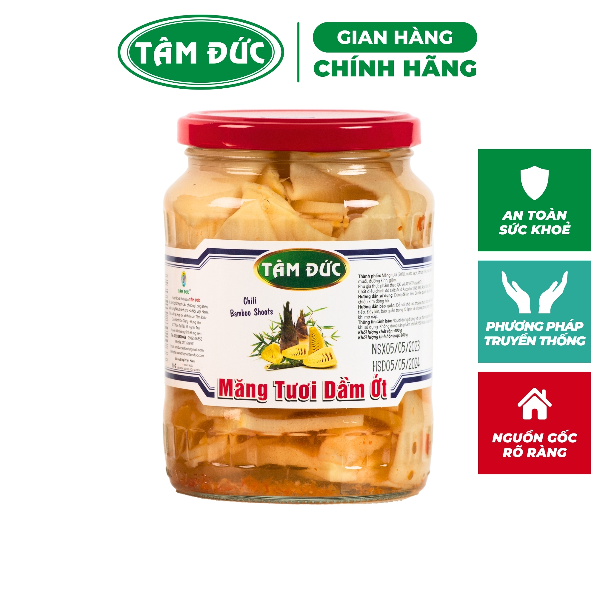 Tâm Đức - Măng tươi dầm ớt chua cay ăn kèm lọ 800gr