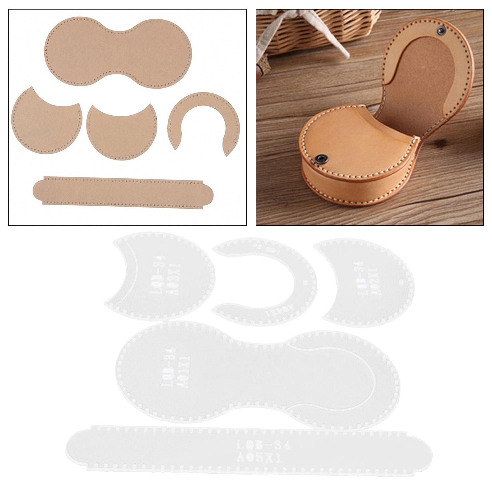 5x Clear Acrylic Wallet Pattern Stencil Leather Craft Sewing Template Board Tool