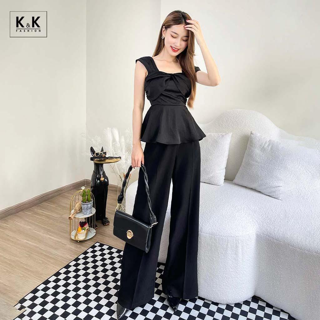 Quần Đen Công Sở Ống Suông K&amp;K Fashion QCS04-10 Chất Liệu Tuyết Lanh