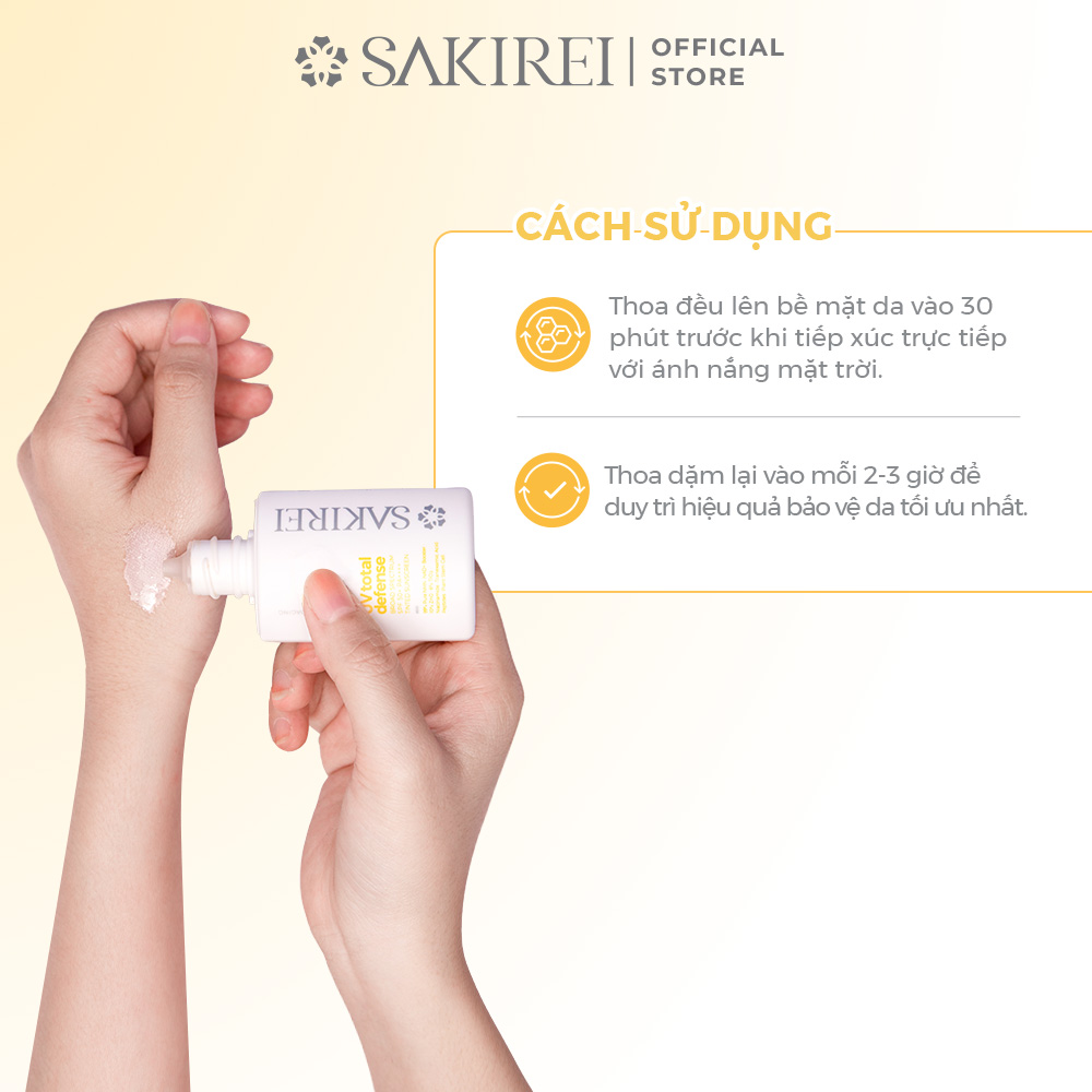 Serum chống nắng vật lý Sakirei UV Total Defense Broad Spectrum SPF 50+ PA++++ Tinted Sunscreen 50ml