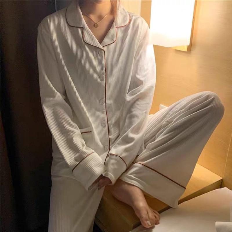 Bộ Ngủ Nữ Pyjama Có Cổ - Bộ Mặc Nhà Chất Cotton 100% Form Đẹp Hàng Chuẩn