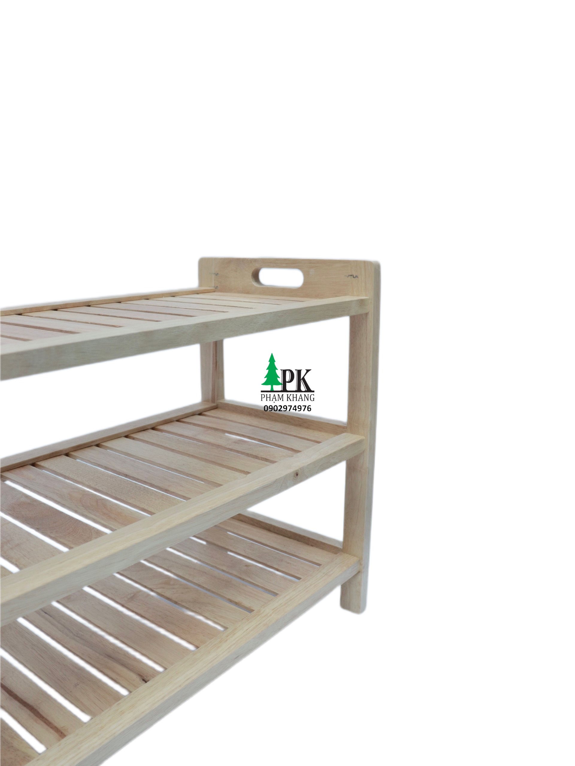 Kệ giày dép 3 tầng Start Decor - Gỗ cao su tự nhiên - Màu Gỗ Tự Nhiên/ Vàng Cherry - Kích thước rộng 64 cm/ 70 cm