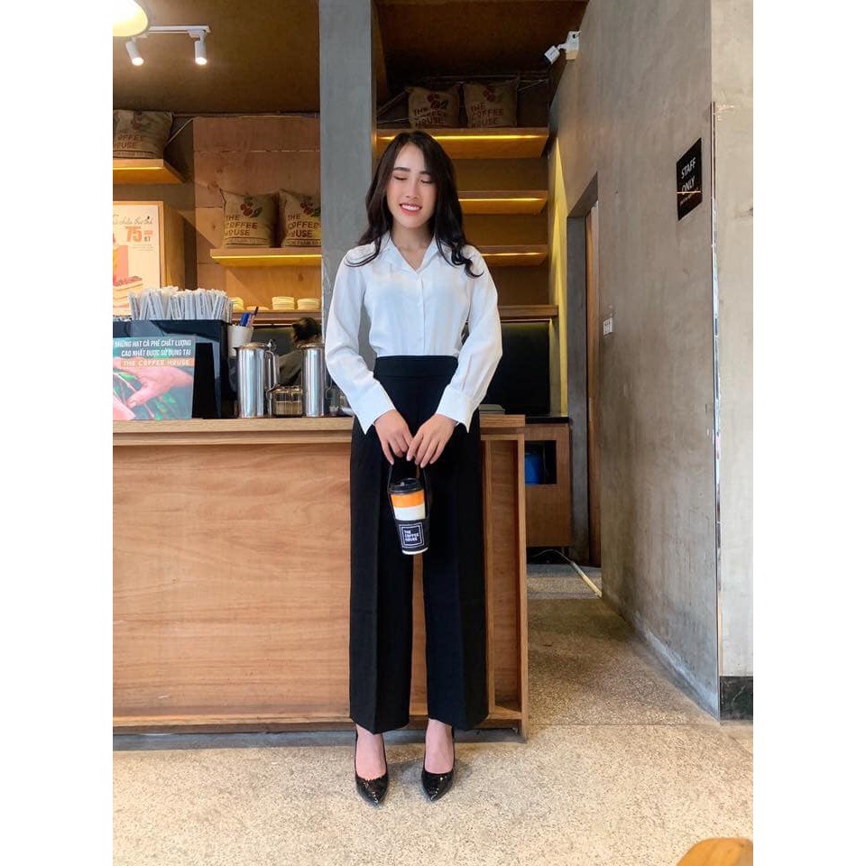 Quần ống rộng KHOÁ SƯỜN chất tuyết mưa