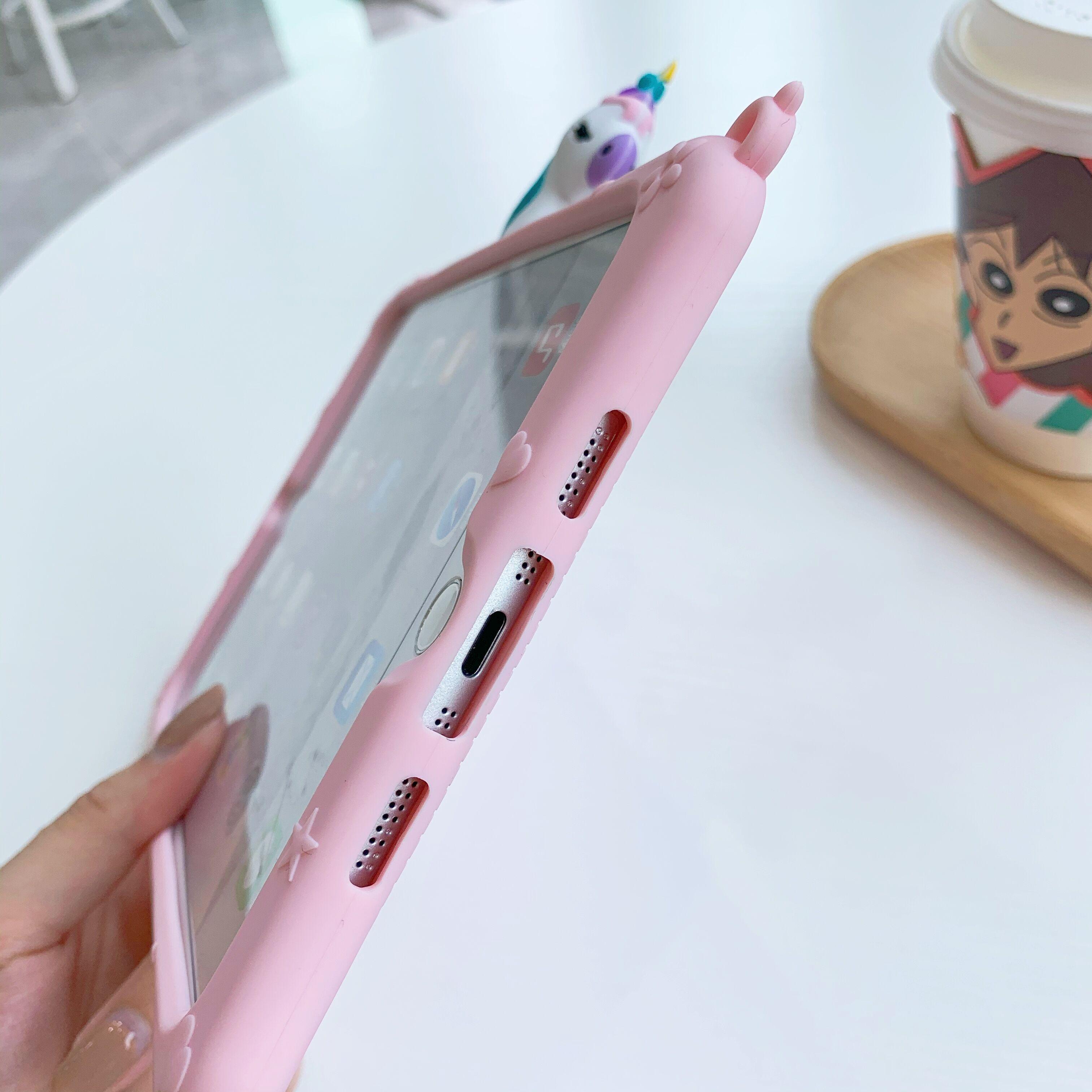 Ốp lưng chống sốc silicon mềm đáng yêu Unicorn có dây đeo cho Samsung Galaxy Tab S6 Lite 10.4 inch 2020 Sm P610 P615
