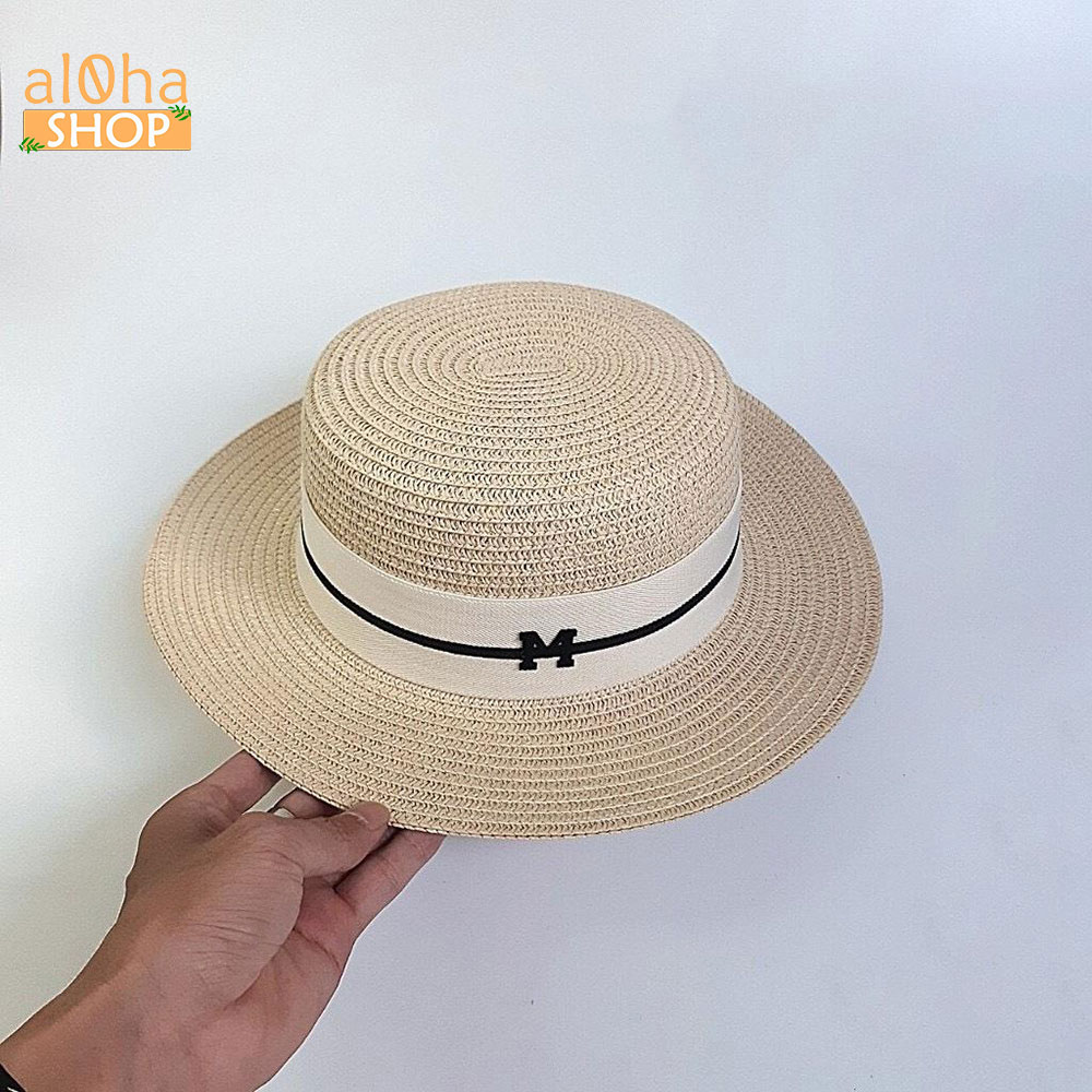 Nón cói vành nhỏ - mũ cói chữ M dáng vuông chống nắng, đi biển - al0ha Shop