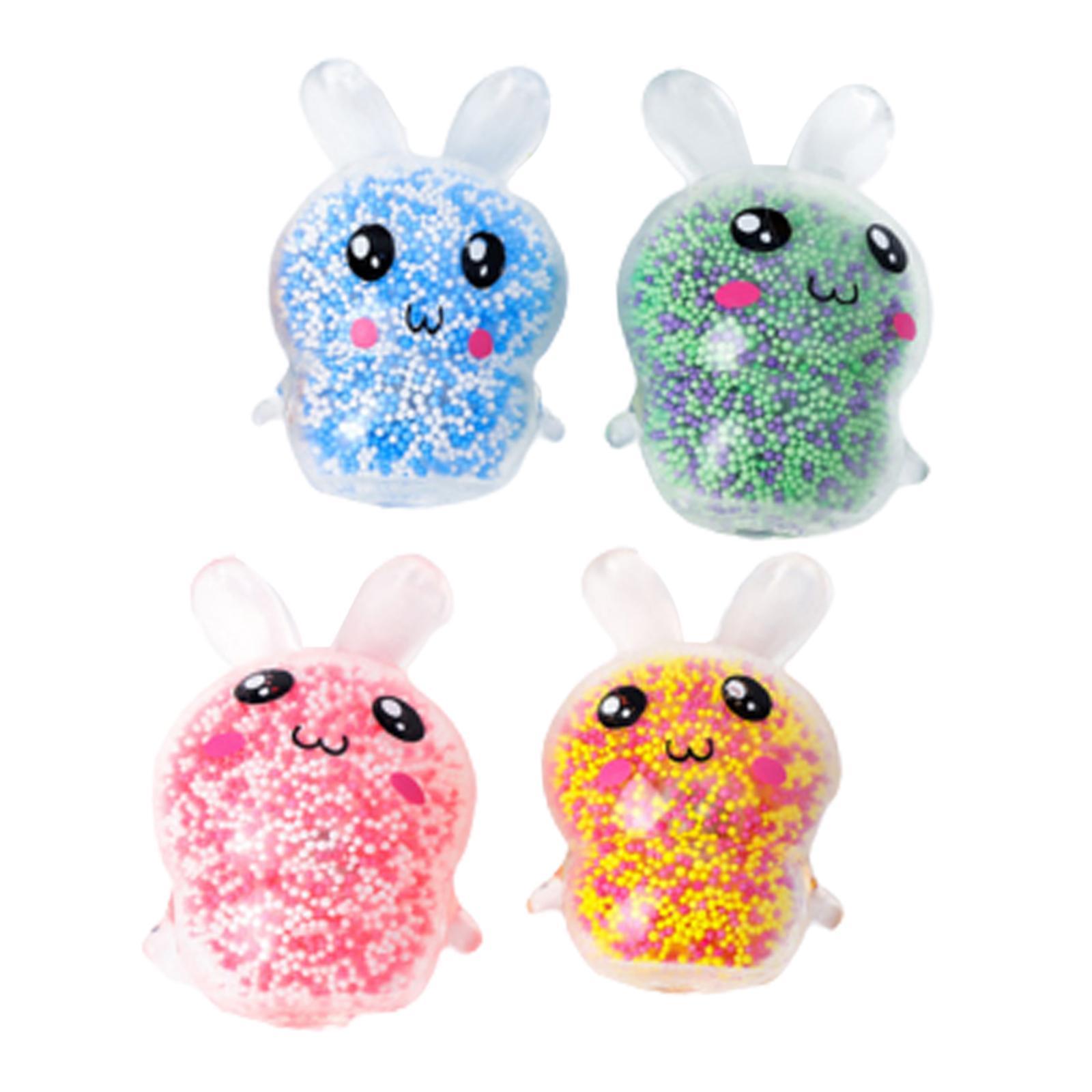 4x Easter Bunny Relaxing Toy with Night Light for Office Goodie Bag Filler