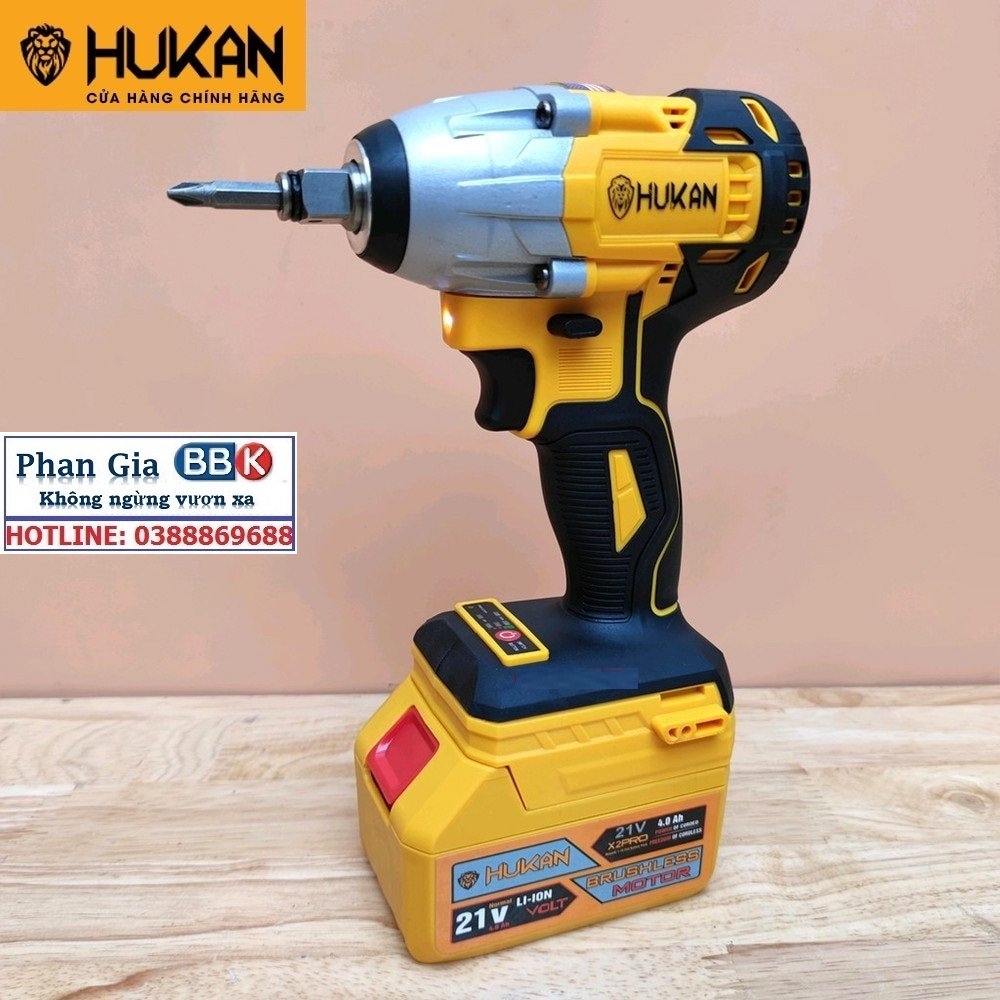 Máy siết bulong Hukan X2 Pro 21V Không chổi than tặng bộ mũi khoan