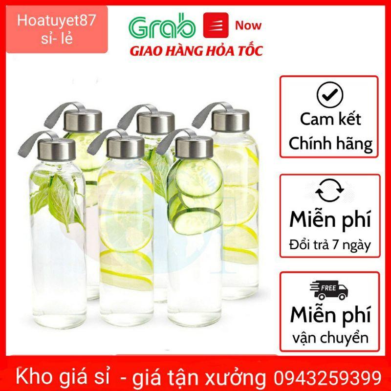 Bình đựng nước thủy tinh 500ml có dây đeo