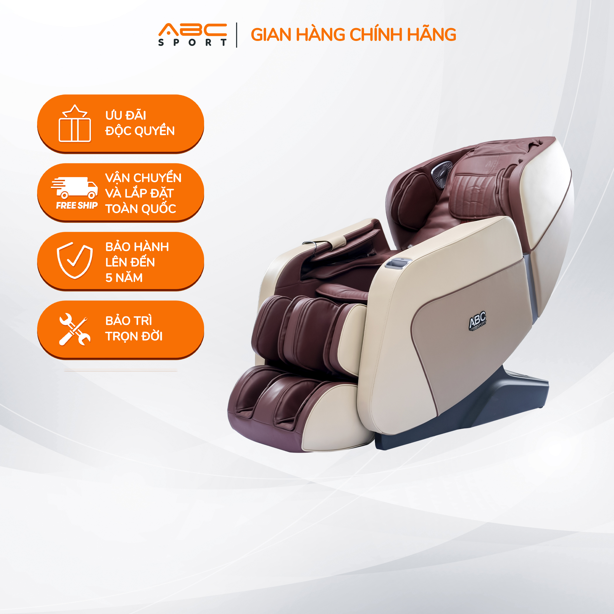 Ghế massage toàn thân ABCSport S5 công nghệ massage 4D, cảm biến lùi tường tự động, điều khiển bằng giọng nói