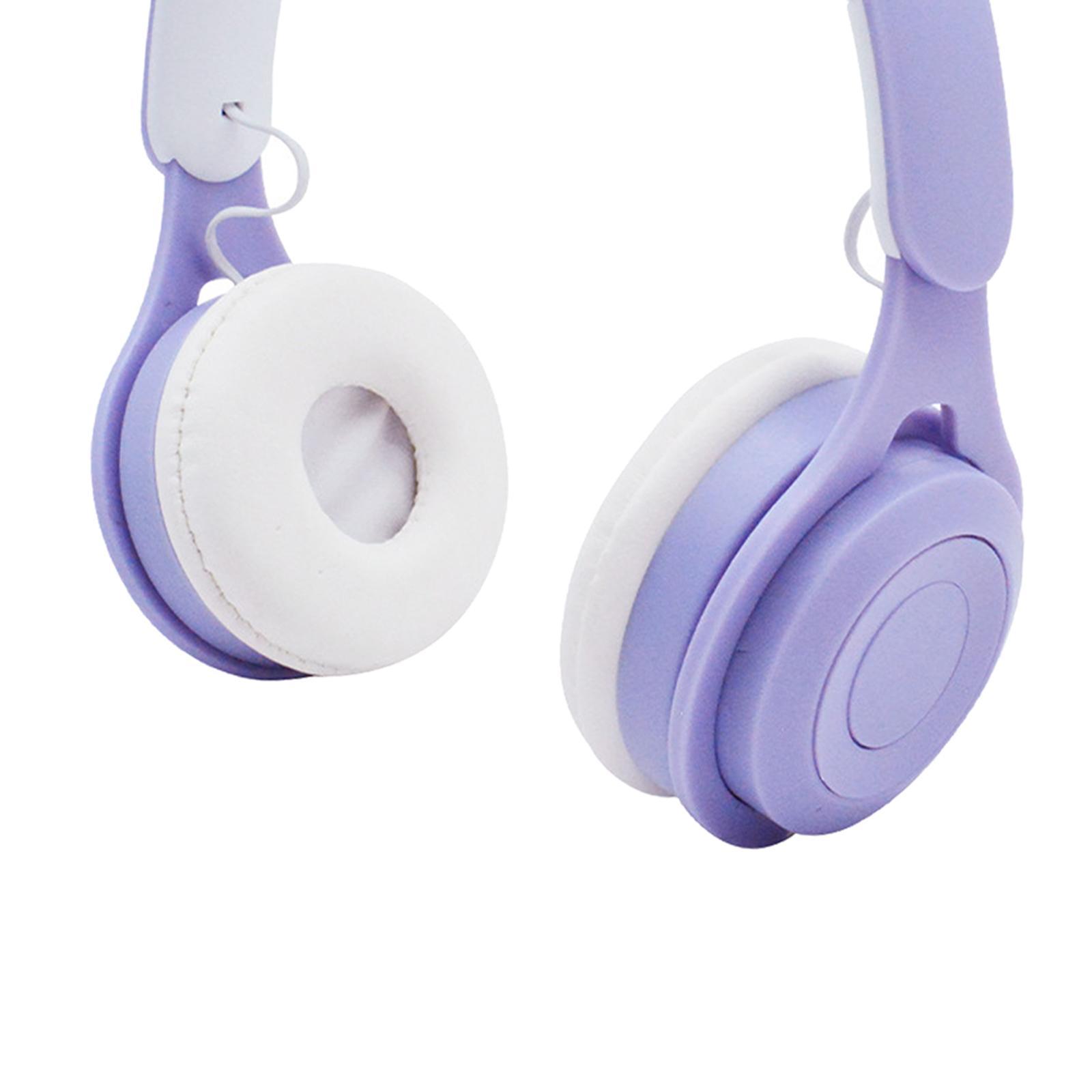 2 Sets Over Ear Cat Ear LED Light Wireless Foldable Headphones with Microphone