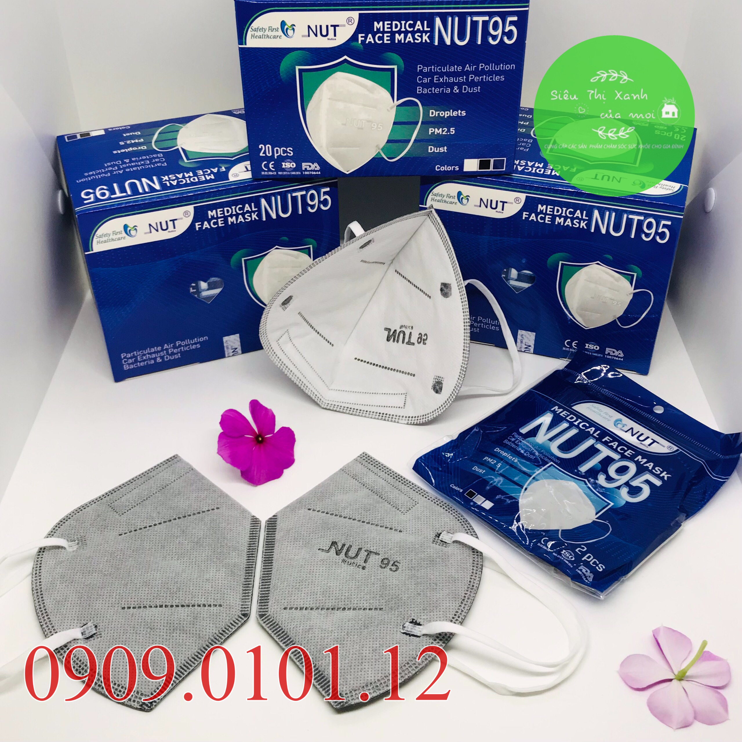 Khẩu trang n95 Nut chính hãng, kn95 5 lớp kháng khuẩn cao cấp hộp 20 cái