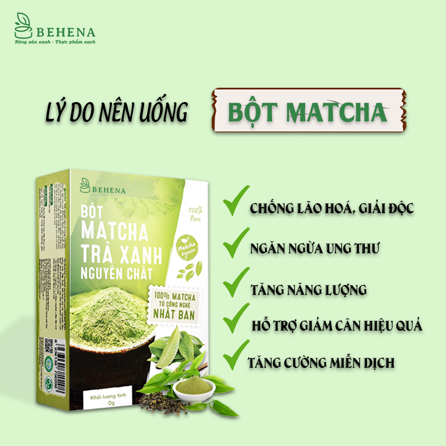 Bột trà xanh đắp mặt matcha nguyên chất làm bánh Nhật Bản tắm trắng Behena Minh Anpha