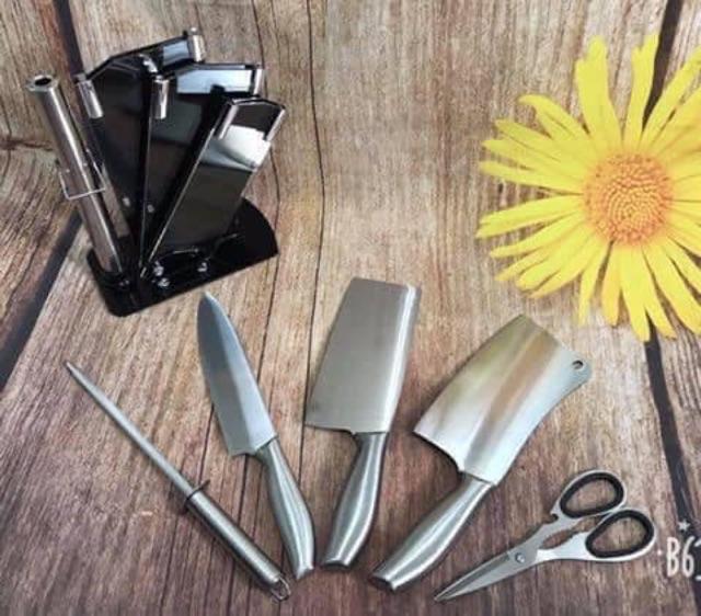Bộ dao Nhật inox 6 món cao cấp kèm khay đựng