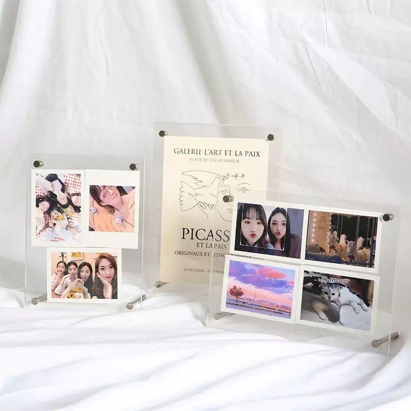 Acrylic Khung ảnh để bàn mica trong chân inox , Acrylic . - Cỡ ảnh A5 (15x21cm), Cỡ ảnh A5 (15x21cm)