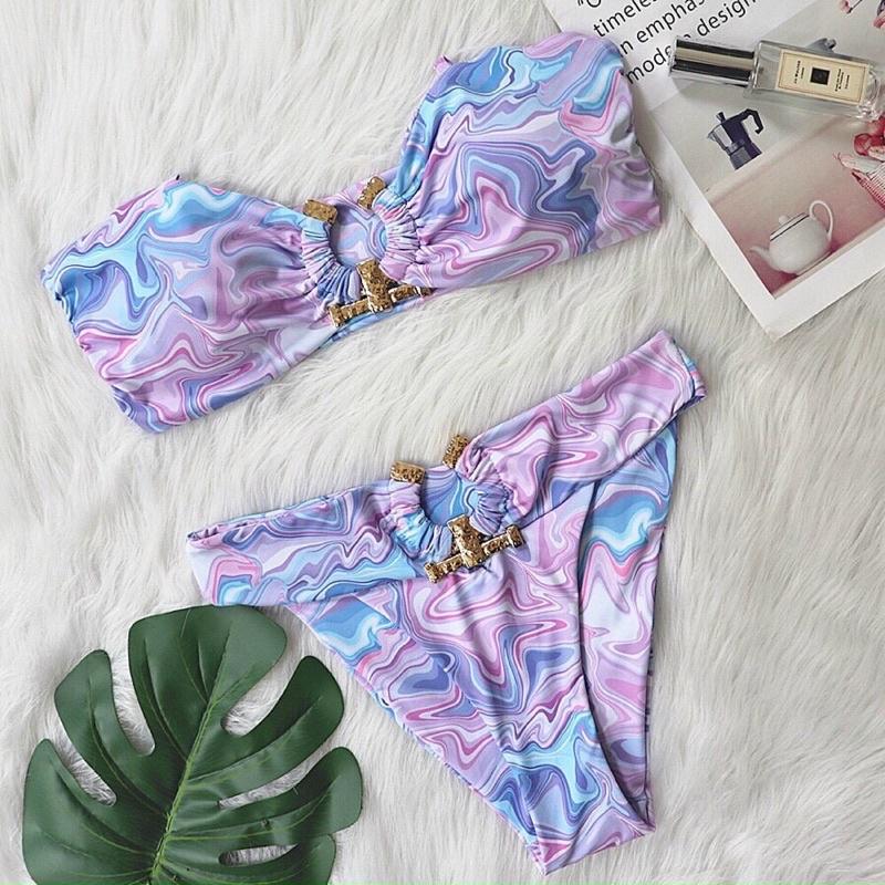 BIKINI 2 mảnh áo Quây khoen mix quần khoen to cá tính