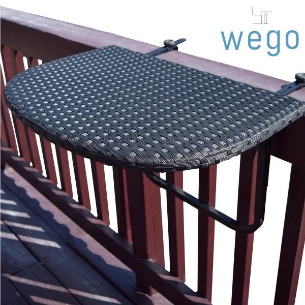 WEGO Bàn treo ban công có thế gập lại bằng mây nhựa // Wicker - rattan foldable balcony table