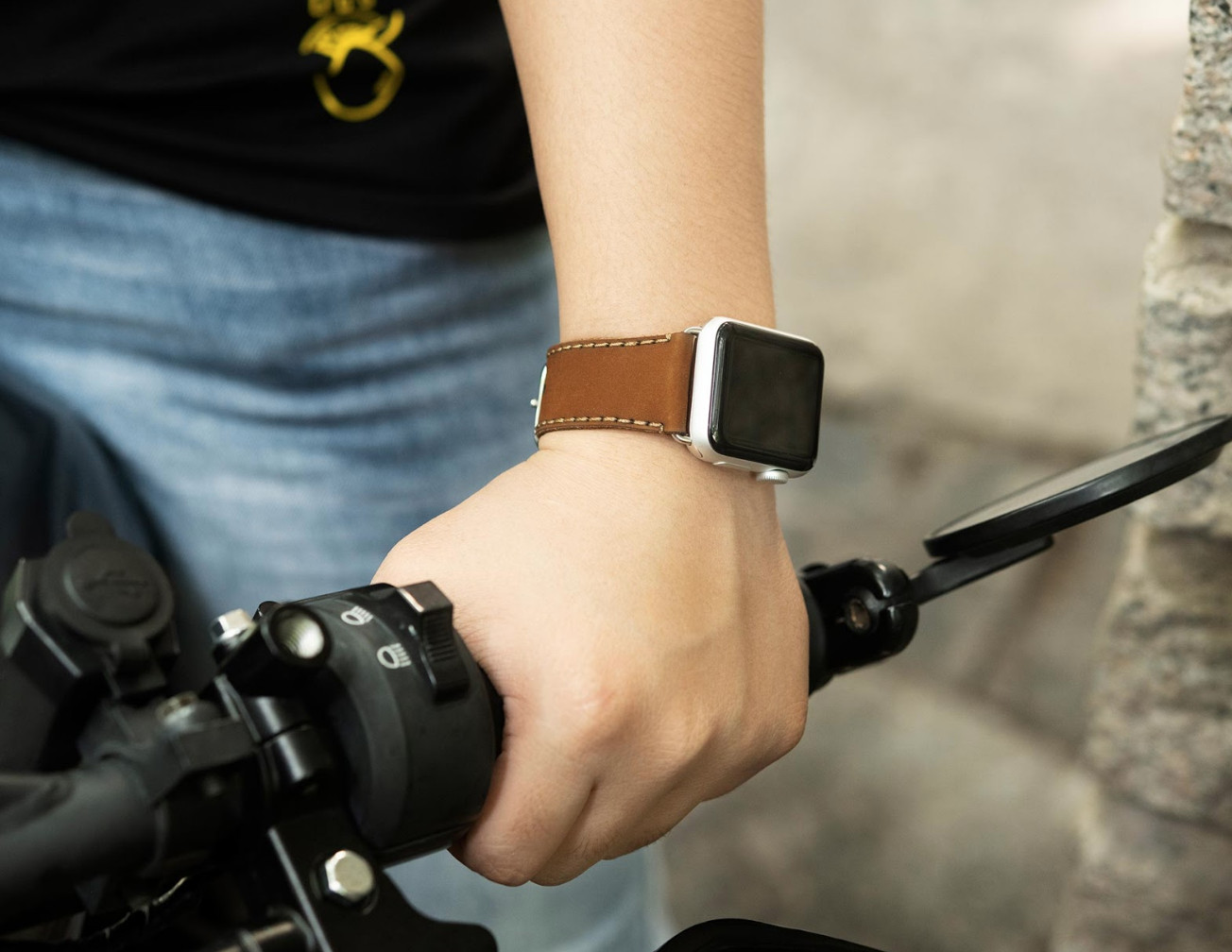 Dây da đồng hồ SEN Apple Watch size 38/40 - CHÍNH HÃNG KHACTEN.COM - NÂU SÁP - 175 - ADAPTER BẠC