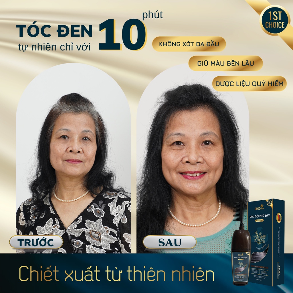 Dầu Gội Phủ Bạc DEGO PHARMA 200ml Nhuộm Đen Tóc Tự Nhiên Tại Nhà